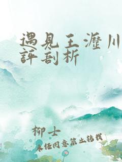遇见王沥川的剧评剖析