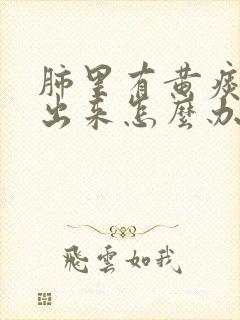 肺里有黄痰咳不出来怎么办