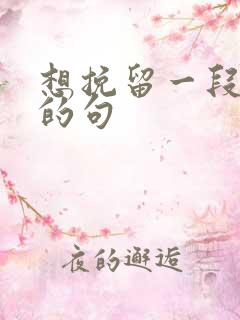 想挽留一段感情的句 想挽留一段感情的句