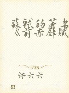 苏轼的著名散文《前赤壁赋》属于