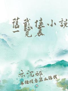 旧武侠小说作者一览表