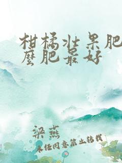 柑橘壮果肥用什么肥最好