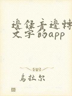 边录音边转换成文字的app