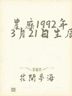农历1992年3月21日生辰八字