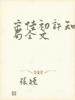 宋佳初许知砚结局全文