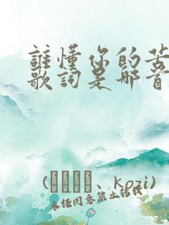 谁懂你的苦这句歌词是哪首歌的歌词