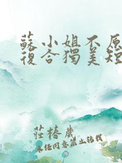 苏小姐不原谅不复合独美短剧