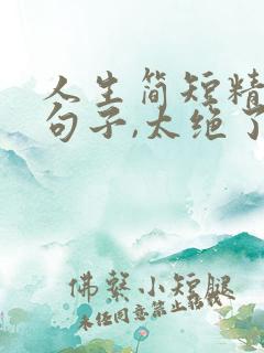 人生简短精辟的句子,太绝了 人生简短精辟的句子,太绝了