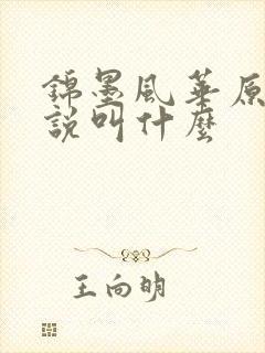 锦墨风华原著小说叫什么