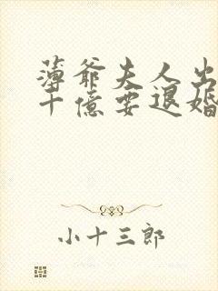 薄爷夫人出价一千亿要退婚全文免费