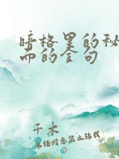 暗格里的秘密里面的金句