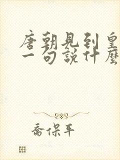 唐朝见到皇上第一句说什么