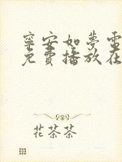 宁安如梦电视剧免费播放在线观看