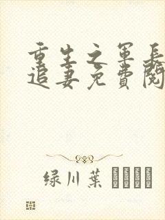 重生之军长慢慢追妻免费阅读小说 重生之军长慢慢追妻免费阅读小说