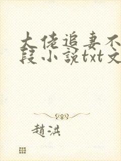 大佬追妻不择手段小说txt文本下载