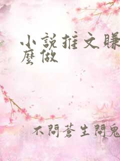 小说推文赚钱怎么做