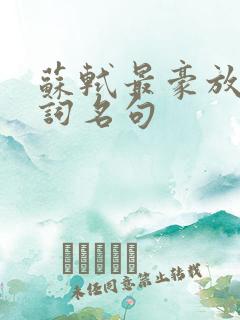 苏轼最豪放的诗词名句