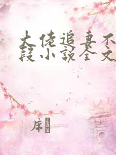 大佬追妻不择手段小说全文阅读