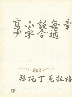 写小说每章节多少字合适
