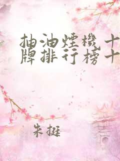 抽油烟机十大名牌排行榜十