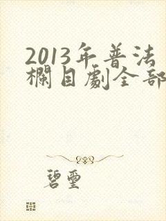 2013年普法栏目剧全部