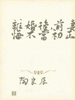 离婚后,前妻她悔不当初正版