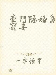 豪门隐婚枭爷娇宠妻