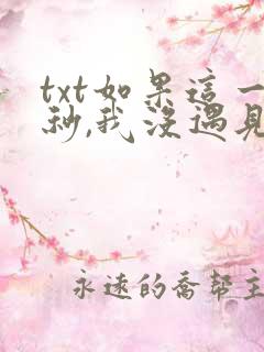 txt如果这一秒,我没遇见你下载