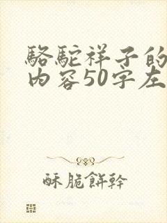 骆驼祥子的主要内容50字左右