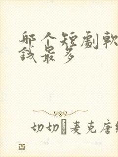 哪个短剧软件赚钱最多