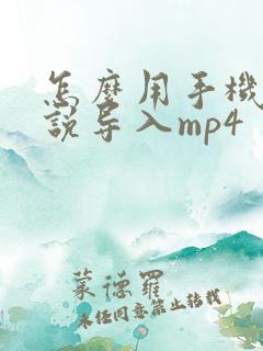 怎么用手机将小说导入mp4 怎么用手机将小说导入mp4