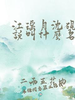江瑶月沈砚之小说叫什么名字