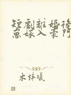 短剧离婚后她带崽嫁入豪门