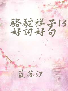 骆驼祥子13章好词好句