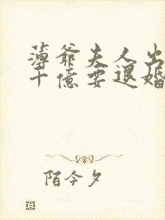 薄爷夫人出价一千亿要退婚第一次