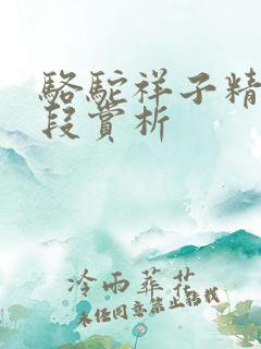 骆驼祥子精彩句段赏析 骆驼祥子精彩句段赏析