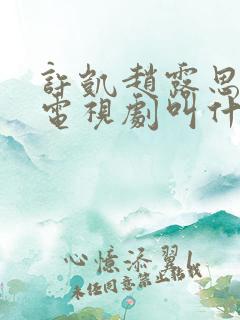 许凯赵露思演的电视剧叫什么