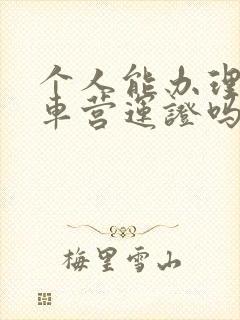 个人能办理网约车营运证吗