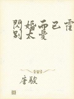 闪婚而已霍先生别太爱