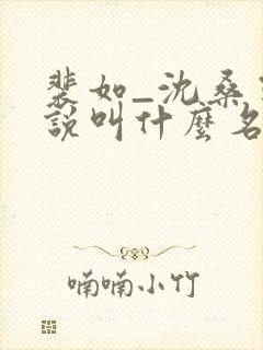 裴如_沈桑宁小说叫什么名字