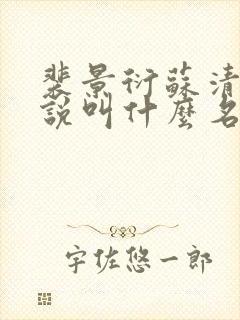 裴景衍苏清菡小说叫什么名字