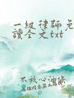 一级律师免费阅读全文txt