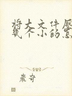 将大文件压缩成几个小的怎么压缩
