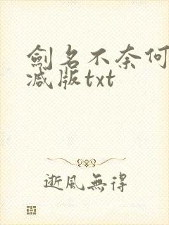 剑名不奈何未删减版txt