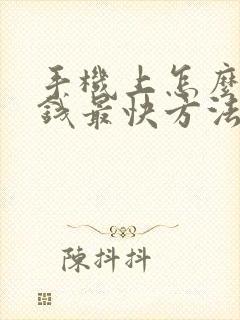 手机上怎么样赚钱最快方法