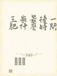 玉米最后一次追肥什么时间最好