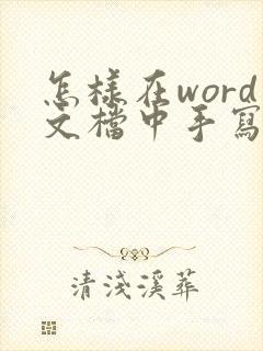 怎样在word文档中手写签名
