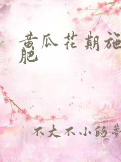 黄瓜花期施什么肥