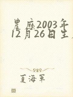 农历2003年12月26日生辰八字