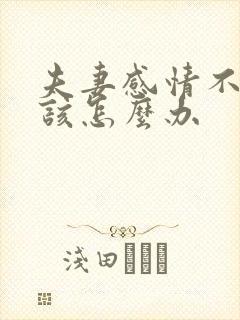 夫妻感情不好 该怎么办